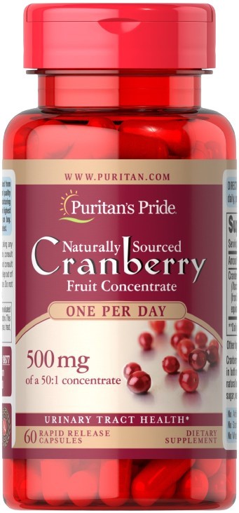 Puritan's Pride dzērveņu garšas, 500 mg – 60 kapsulas