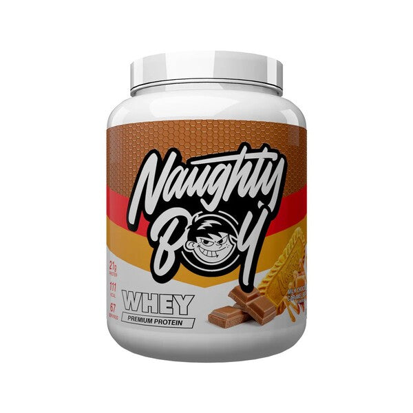 Naughty Boy Advanced Whey sūkalu proteīna pulveris, piena šokolādes un karameļu cepumi – 2010 g
