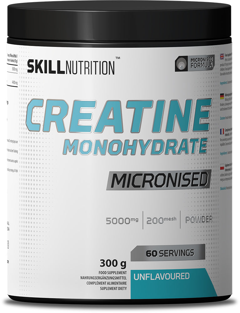 Skill Nutrition mikronizēts kreatīna monohidrāts bez garšas – 300 g