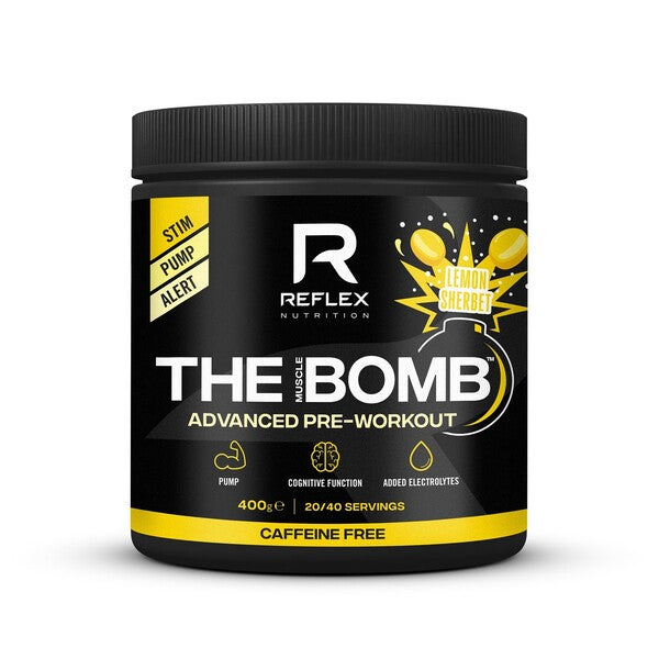 Reflex Nutrition muskuļu pumpis bez kofeīna, citronu šerbets – 400 g