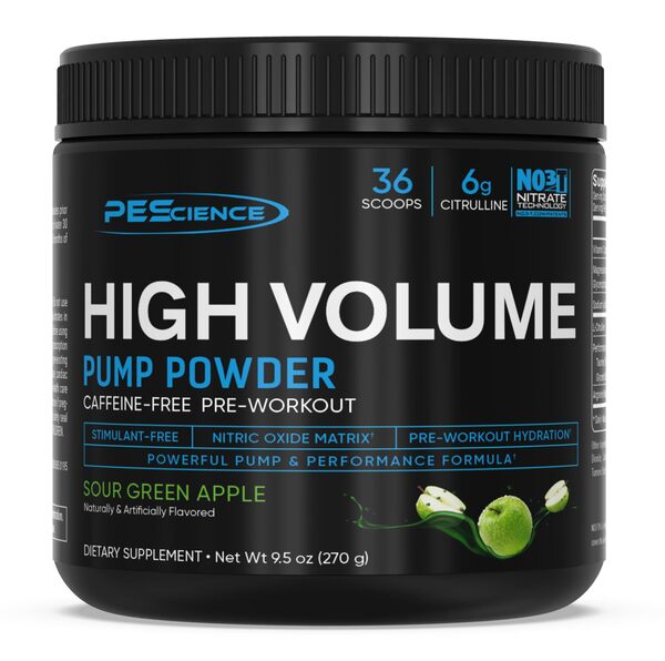PEScience High Volume (jaunā formula), skābo zaļo ābolu garša – 270 g