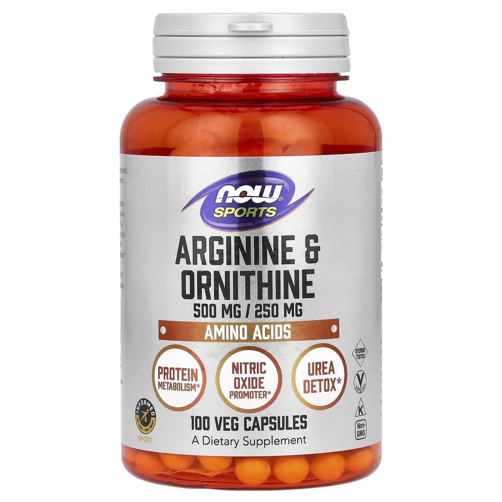 NOW Foods arginīns un ornitīns – 100 kapsulas