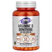 NOW Foods arginīns un ornitīns – 100 kapsulas
