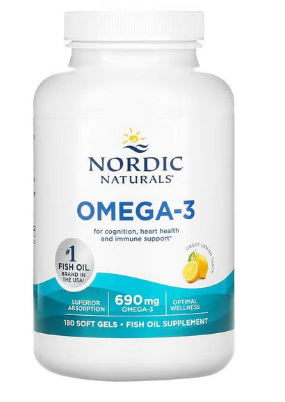 Nordic Naturals Omega - 3, 690 mg ar citronu garšu – 180 kapsulas