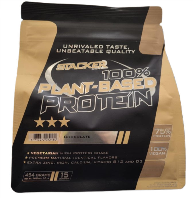 Stacker2 Europe 100% augu izcelsmes proteīna pulveris, šokolādes garša – 454 g