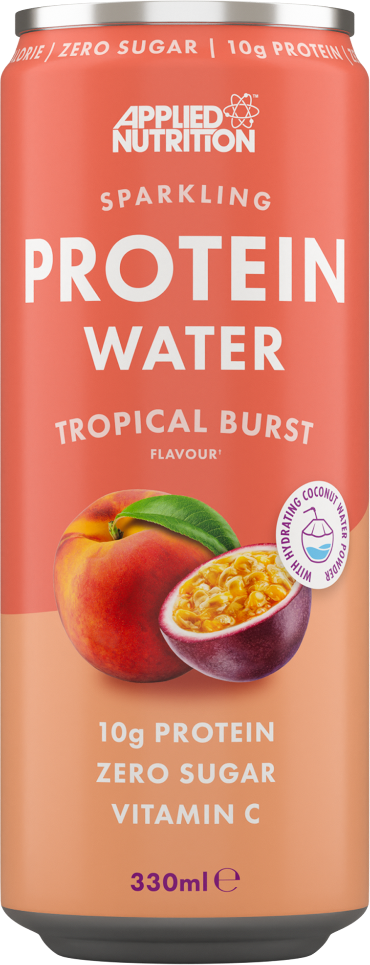 Applied Nutrition gāzēts proteīna ūdens Tropical Burst – 12 x 330 ml.