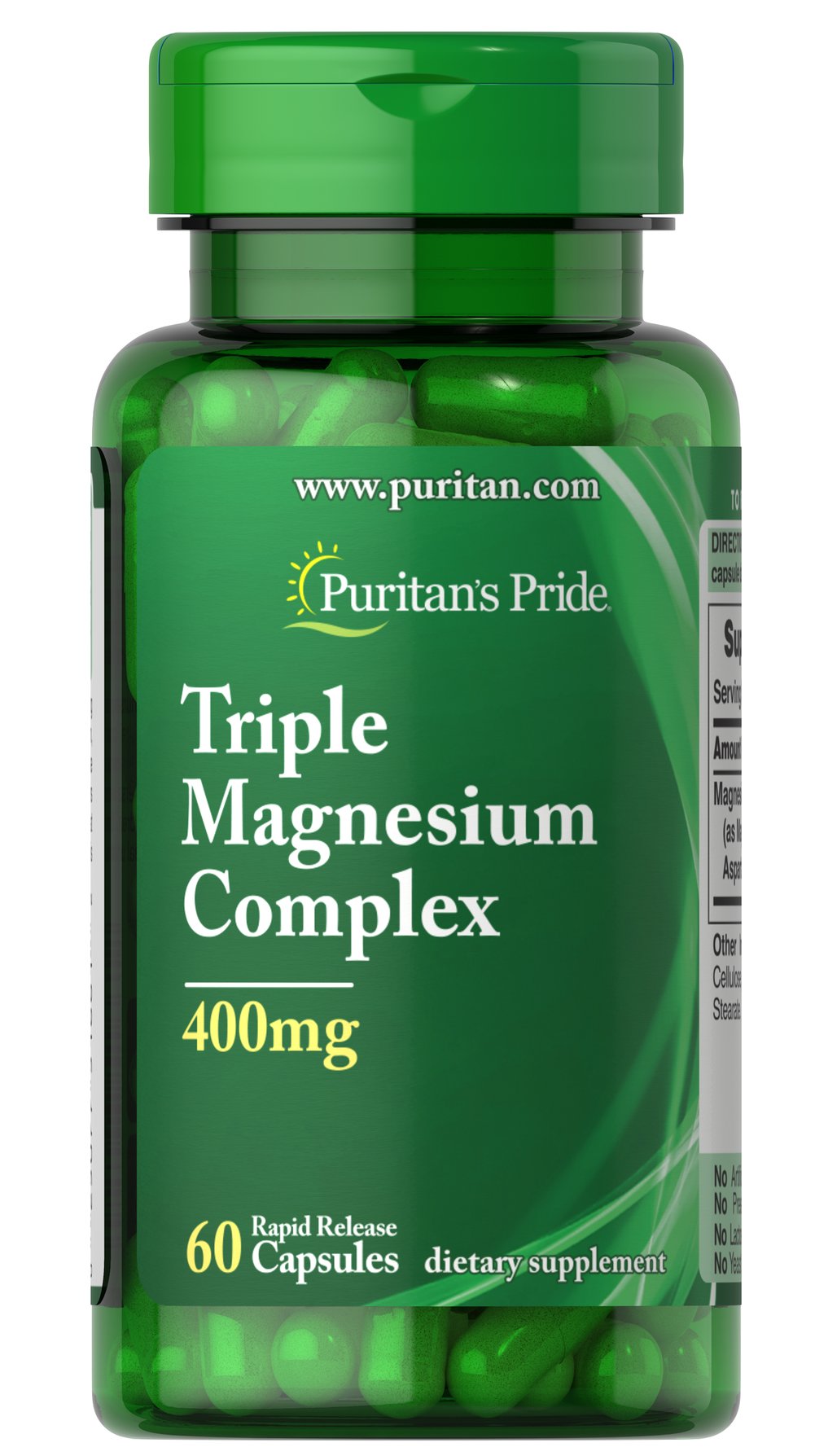 Puritan's Pride trīskāršais magnija komplekss, 400 mg – 60 kapsulas