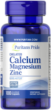 Puritan's Pride Kalcijs, Magnijs un Cinks – 100 kapsulas