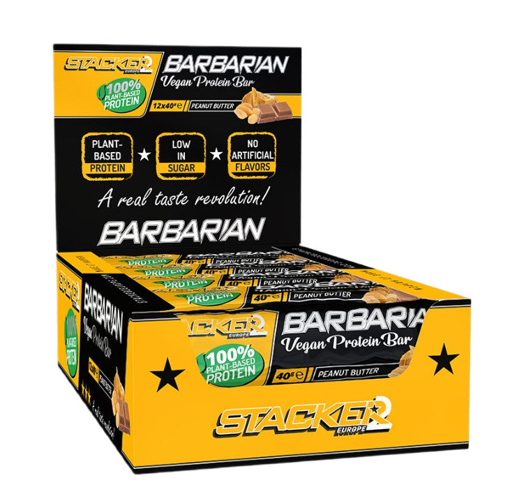 Stacker2 Europe Barbarian proteīna batoniņš ar zemesriekstu sviestu – 12 x 40 g