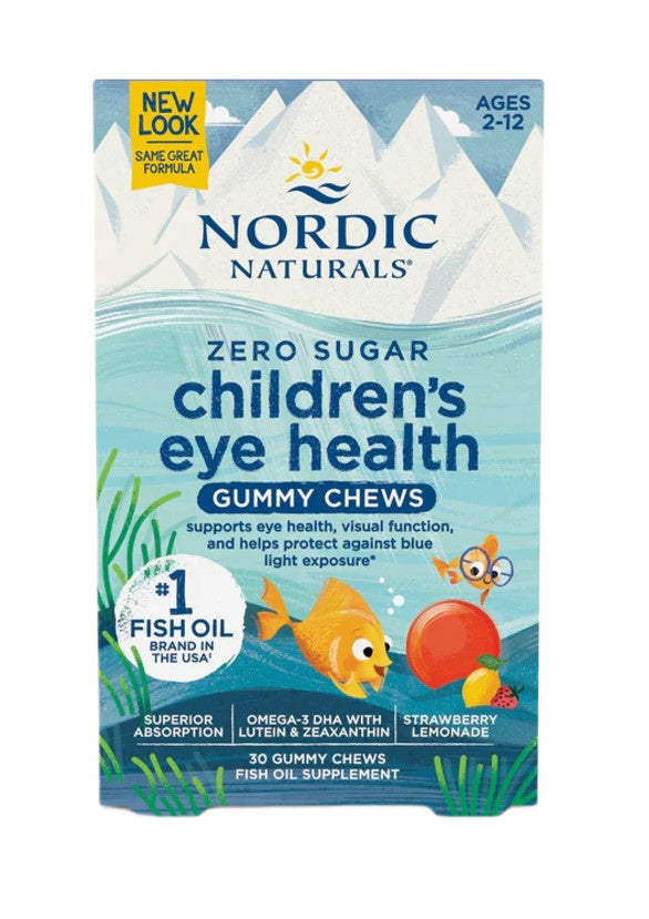 Nordic Naturals bērnu acu veselības gumijkonfektes, zemeņu limonāde – 30 gumijkonfektes