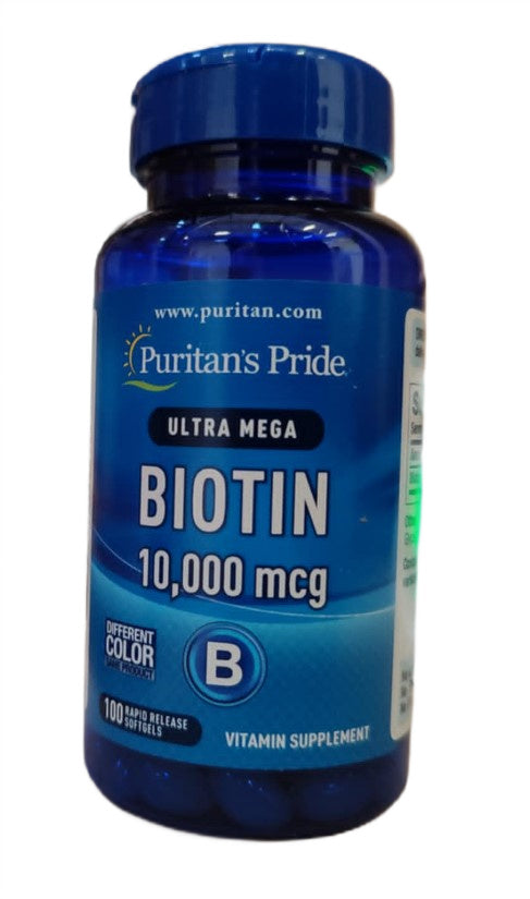 Puritan's Pride biotīns, 10000 mcg – 100 kapsulas
