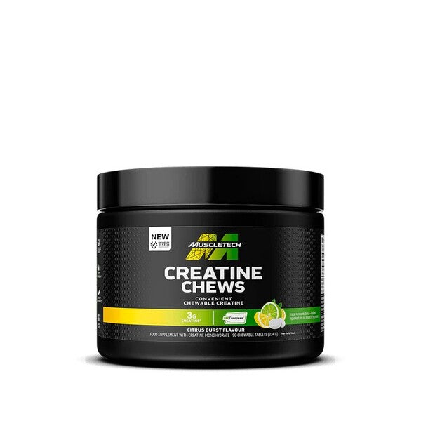 MuscleTech kreatīna košļājamās tabletes, Citrus Burst — 90 košļājamās tabletes