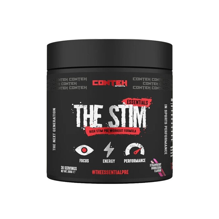Conteh Sports The Stim pirms treniņa, zemeņu un košļājamās gumijas garša – 255 g