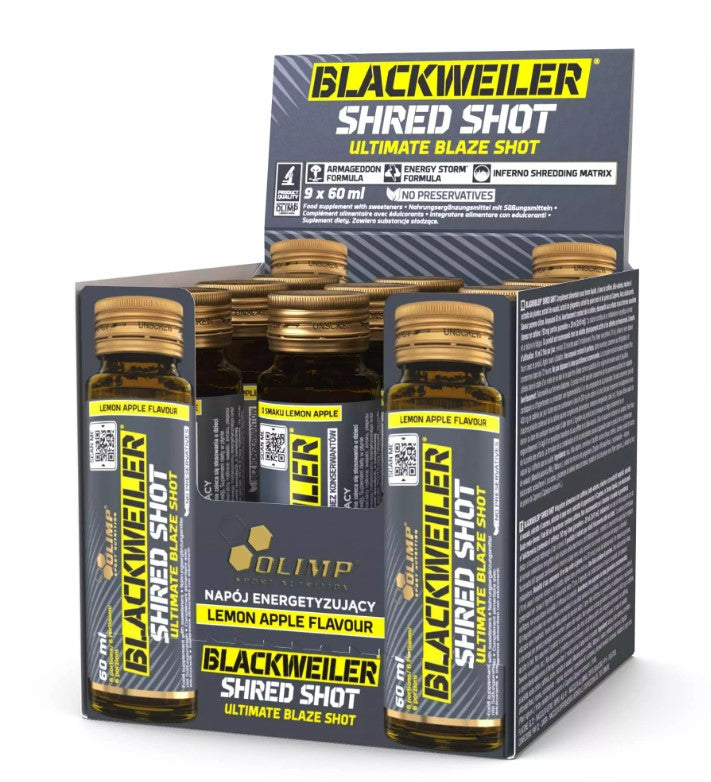 Olimp Nutrition Blackweiler Shred Shot, citronu un ābolu garša – 9 x 60 ml.