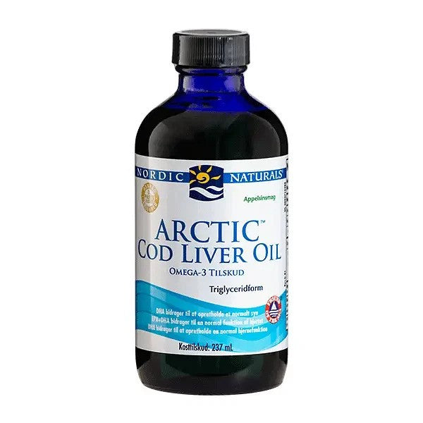 Nordic Naturals (Dānijas zīmols) mencu aknu eļļa, 1060 mg ar apelsīnu garšu – 237 ml.