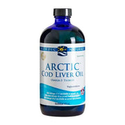 Nordic Naturals (Dānijas etiķete) arktiskās mencu aknu eļļa, 1060 mg ar apelsīnu garšu – 473 ml.