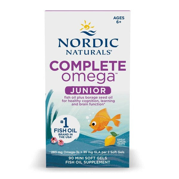Nordic Naturals Complete Omega Junior, 283 mg ar citrona garšu – 90 mini kapsulas