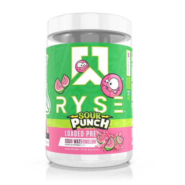RYSE Loaded Pre, skābā arbūza garšas dzēriens – 435 g
