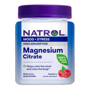 Natrol augstas uzsūktspējas magnija citrāts, aveņu garša – 60 gumijas tabletes
