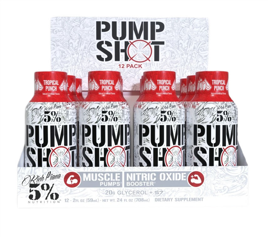 5% Nutrition Pump Shot, Tropical Punch – 12 x 59 ml.