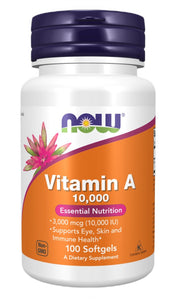 Produkto nuotrauka: NOW Foods Vitamin A, 10 000 IU - 100 minkštųjų kapsulių