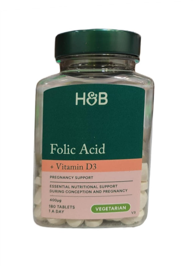 Holland & Barrett folijskābe + D3 vitamīns – 180 tabletes