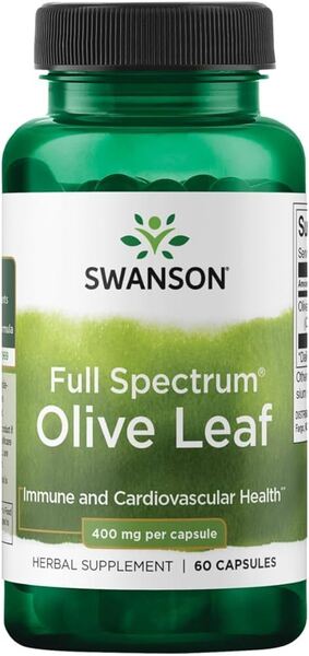Swanson pilna spektra olīvlapu ekstrakts, 400 mg — 60 kapsulas