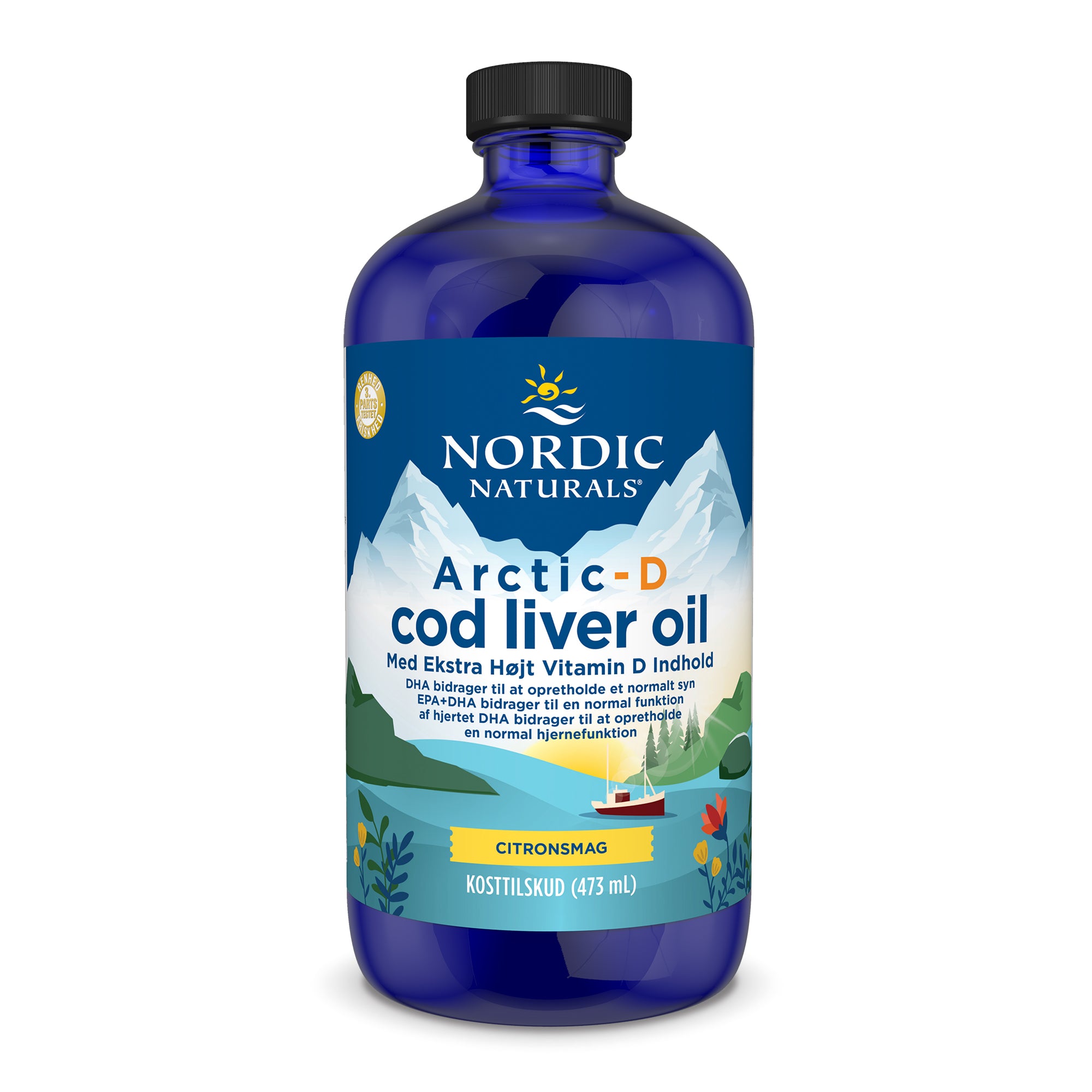 Nordic Naturals (Dānijas zīmols) Arctic - D mencu aknu eļļa, citronu garša – 473 ml.