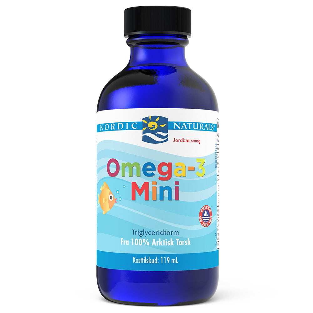 Nordic Naturals (Dānijas etiķete) Omega - 3 Mini, 530 mg ar zemeņu garšu – 119 ml.