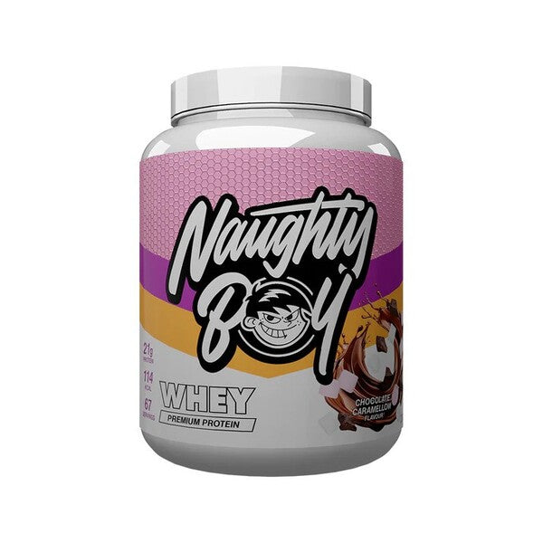 Naughty Boy Advanced Whey sūkalu olbaltumvielas, šokolādes un karameļu garša – 2010 g
