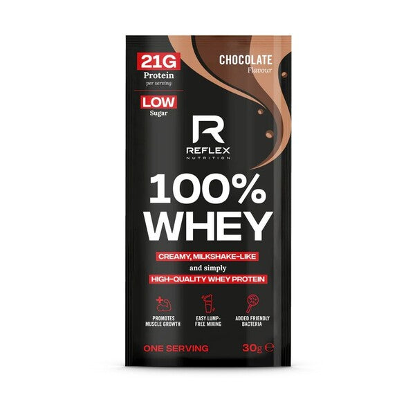 Reflex Nutrition 100 % sūkalu olbaltumvielas, šokolādes garša – 30 g (1 porcija)