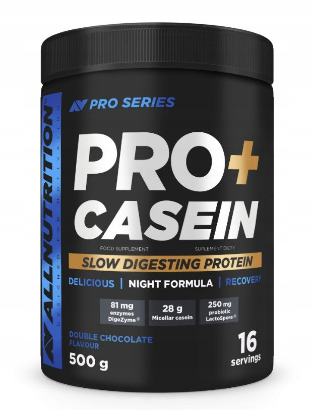 Allnutrition Pro+ kazeīns, dubultā šokolāde – 500 g