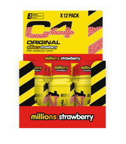 Cellucor C4 oriģinālais pirms-treniņa dzēriens, Millions Zemeņu garša – 12 x 60 ml.