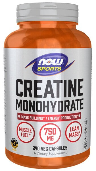 NOW Foods kreatīna monohidrāts, 750 mg - 240 kapsulas