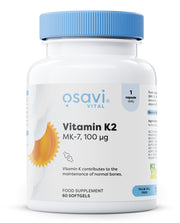 Produkto nuotrauka: Osavi Vitamin K2 MK-7, 100mcg - 60 minkštųjų kapsulių