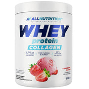 Allnutrition sūkalu proteīna kolagēns, zemeņu garša – 500 g