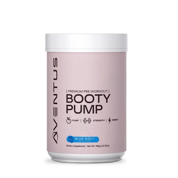 Aventus Supplements Booty Pump – augstākās kvalitātes pirms-treniņa uztura bagātinātājs, Blue Bolt – 390 g
