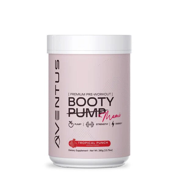 Aventus Supplements Booty Pump – augstākās kvalitātes pirms-treniņa uztura bagātinātājs, Mami Tropical Punch – 390 g