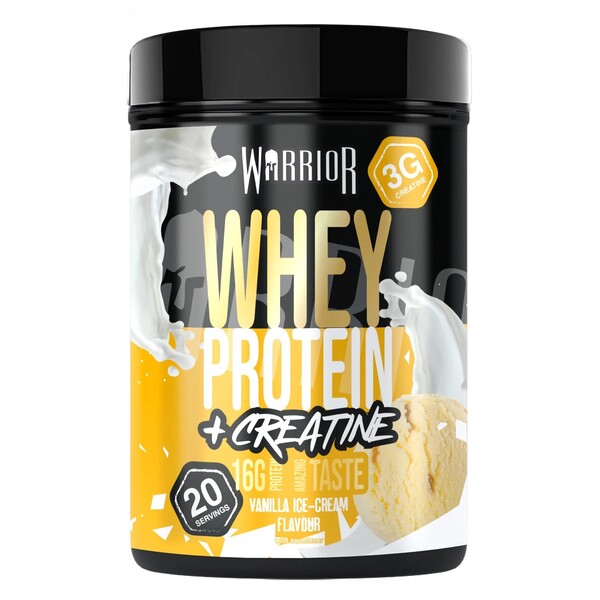 Warrior sūkalu proteīns + kreatīns, vaniļas saldējums – 500 g