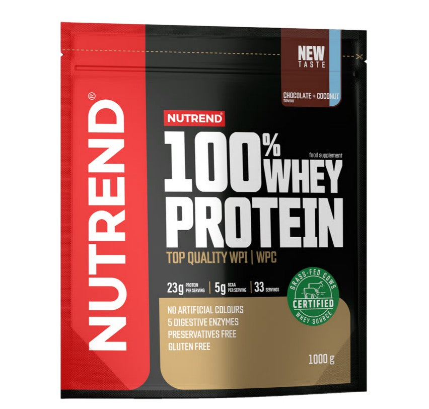 Nutrend 100% sūkalu olbaltumvielas pulveris, šokolādes un kokosriekstu garša – 1000 g