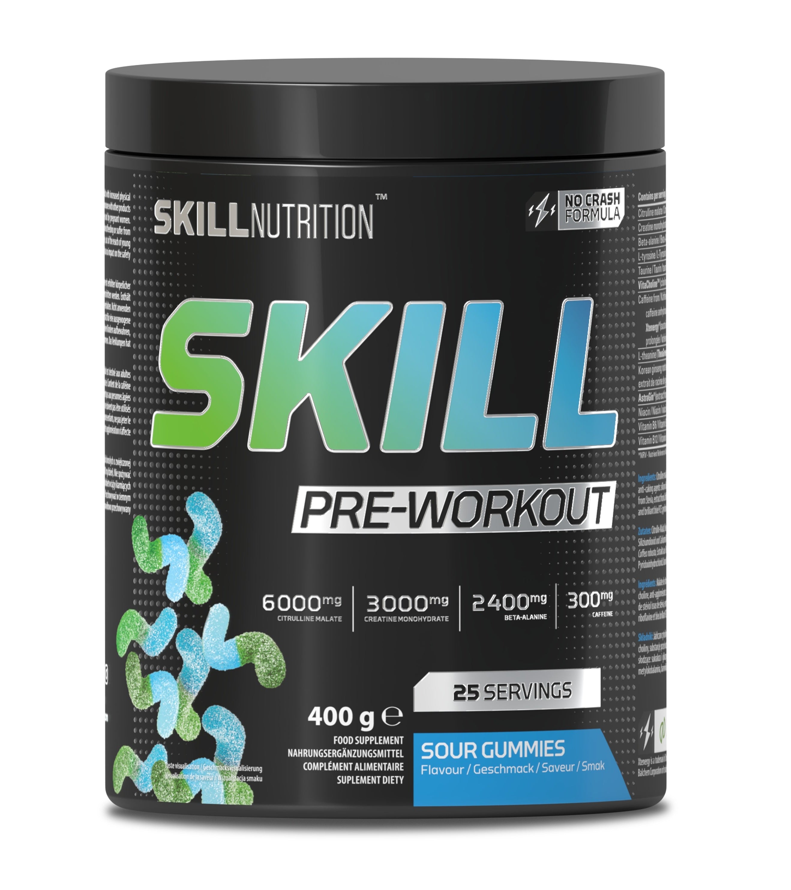 Skill Nutrition Skill skābas gumijas konfektes pirms treniņas – 400 g