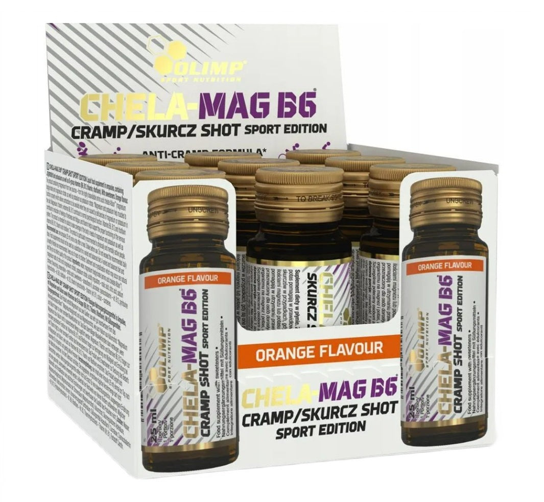Olimp Nutrition Chela-Mag B6 krampju šots, apelsīnu garša - 9 x 25 ml.