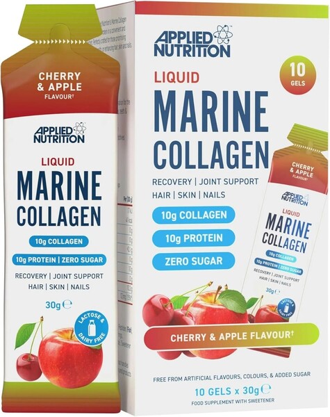 Applied Nutrition šķidrais jūras kolagēns, ķiršu un ābolu garša – 10 x 30 g