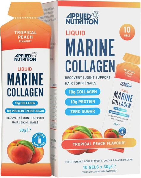Applied Nutrition šķidrais jūras kolagēns, tropu persiku garša – 10 x 30 g