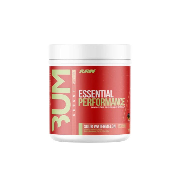 Raw Nutrition Bum Essential Performance, ar skābo arbūzu garšu – 600 g