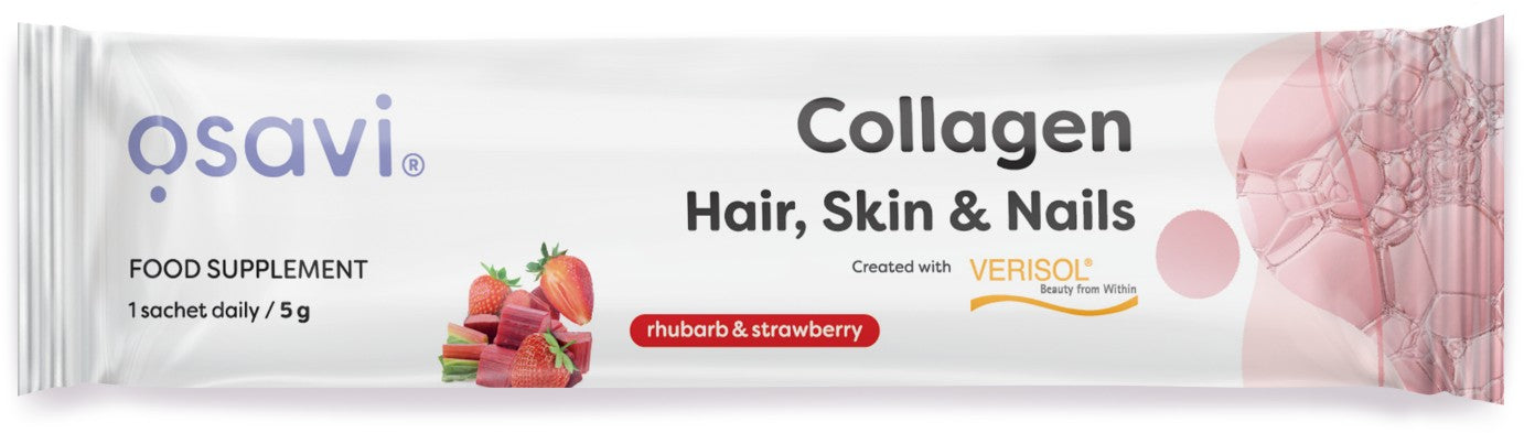 Produkto nuotrauka: Osavi Collagen Peptides (Hair Skin & Nails), Rhubarb & braškė - 5 g (1 serving)