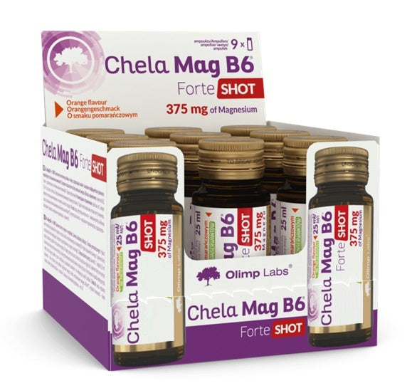 Olimp Nutrition Chela Mag B6 Forte Shot, apelsīnu garša - 9 x 25 ml.