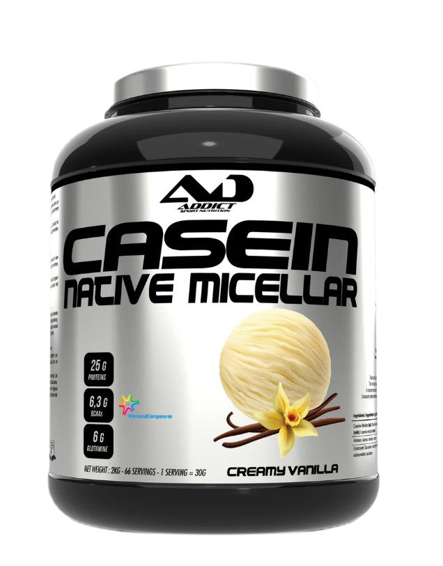Addict Sport Nutrition micelārais kazeīns, krēmīgas vaniļas garša – 2000 g