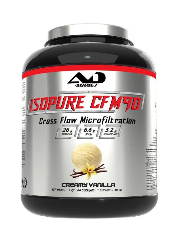 Addict Sport Nutrition Isopure CFM90, krēmīgās vaniļas garša – 2000 g