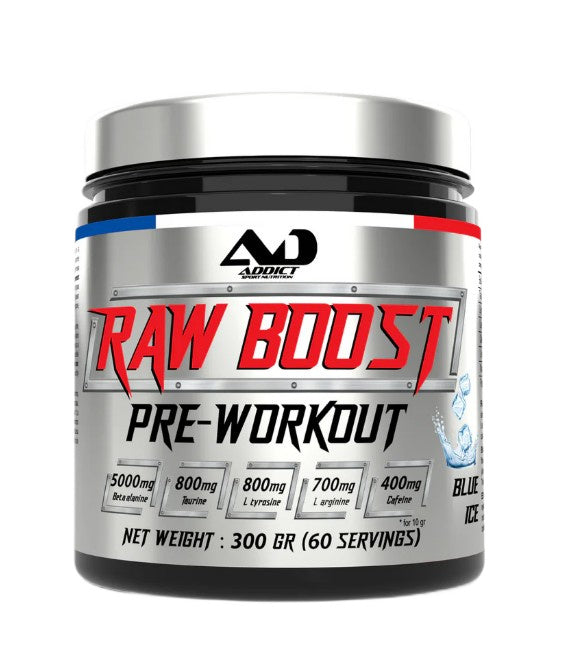 Addict Sport Nutrition Raw Boost pirms treniņa, Blue Ice – 300 g